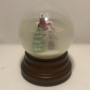 Festive Snow Globe with Church and Tree Music Box